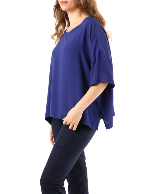 BLUSA IN CRÊPE FLUIDO DONNA BLU