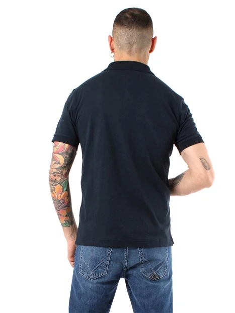 POLO MANICA CORTA IN LINO E COTINE UOMO BLU  NAVY