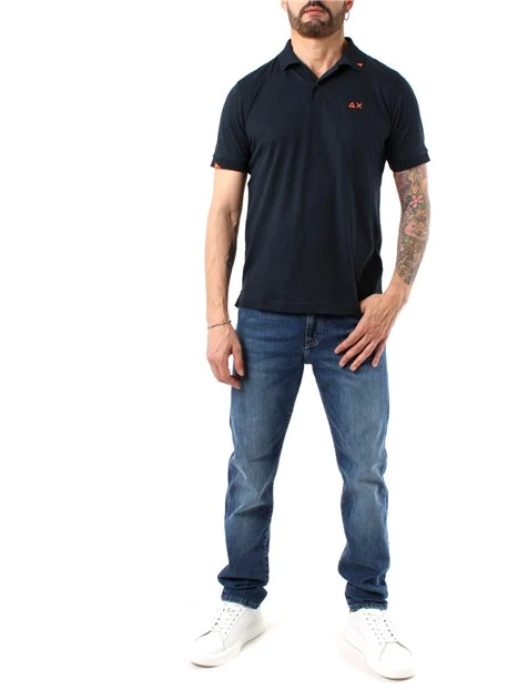 POLO MANICA CORTA IN LINO E COTINE UOMO BLU  NAVY