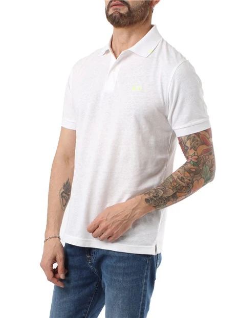 POLO MANICA CORTA IN LINO E COTINE UOMO BIANCO