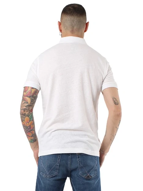 POLO MANICA CORTA IN LINO E COTINE UOMO BIANCO