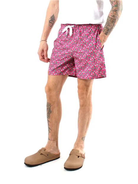 BOXER MARE CON FANTASIA CACTUS IN NYLON UOMO FUCSIA