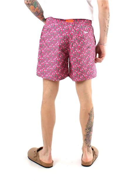 BOXER MARE CON FANTASIA CACTUS IN NYLON UOMO FUCSIA