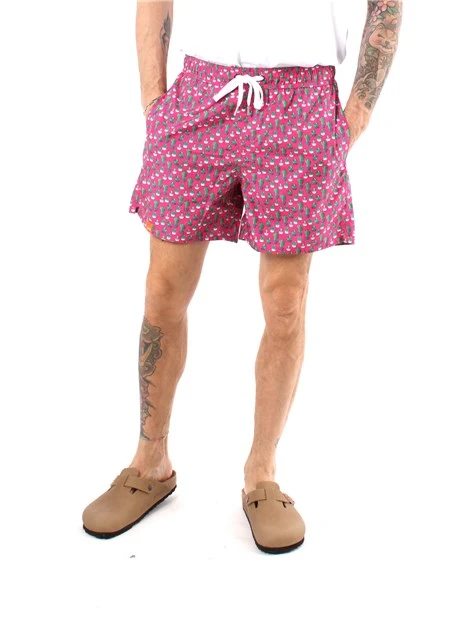 BOXER MARE CON FANTASIA CACTUS IN NYLON UOMO FUCSIA