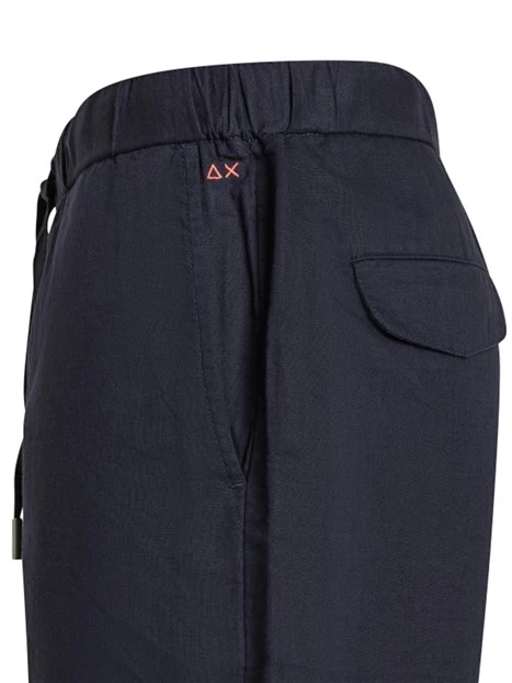PANTALONI JOGGERS IN LINO E COTONE UOMO BLU NAVY