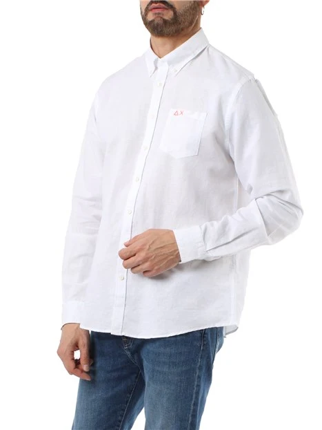 CAMICIA CASUAL IN LINO E COTONE UOMO BIANCO