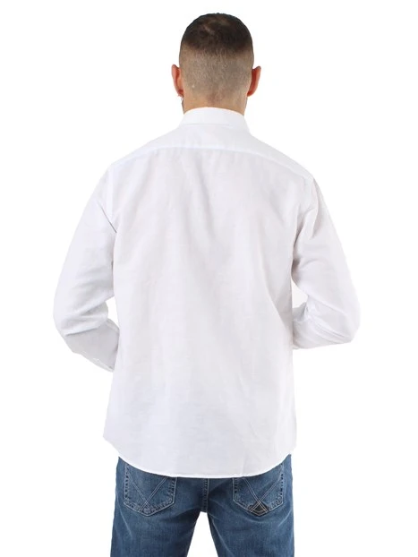 CAMICIA CASUAL IN LINO E COTONE UOMO BIANCO