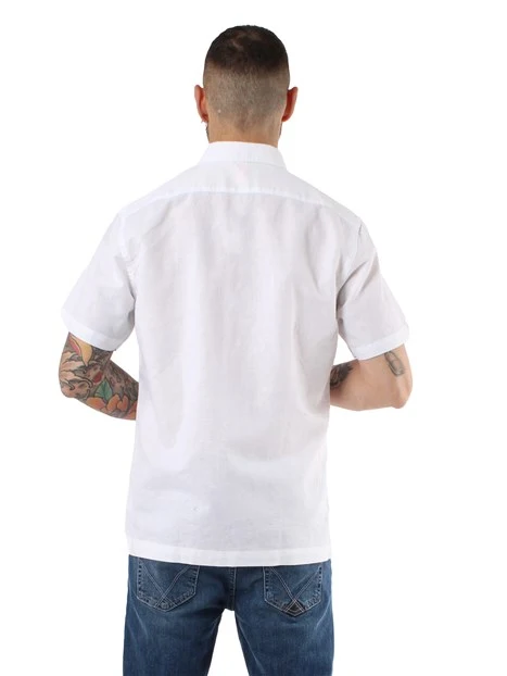 CAMICIA MANICA CORTA MISTO LINO UOMO BIANCO