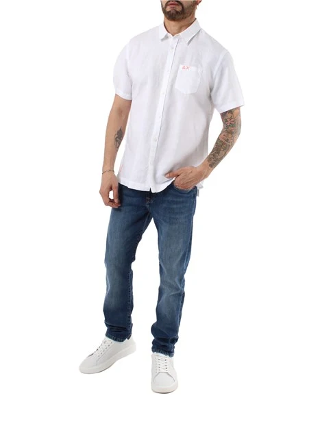 CAMICIA MANICA CORTA MISTO LINO UOMO BIANCO