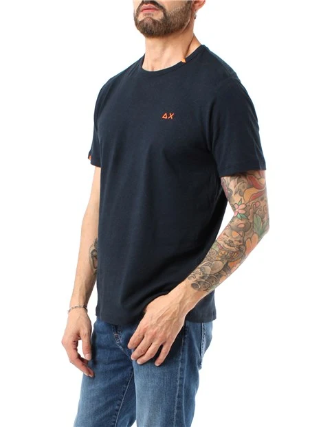 T-SHIRT MANICA CORTA IN MISTO LINO E COTONE UOMO BLU NAVY