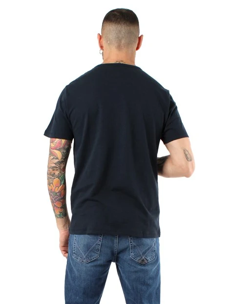 T-SHIRT MANICA CORTA IN MISTO LINO E COTONE UOMO BLU NAVY