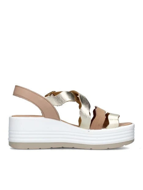 SANDALI CON ZEPPA 7667100 DONNA ORO BEIGE