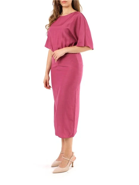 VESTITO MIDI IN MISTO SETA DONNA ROSA