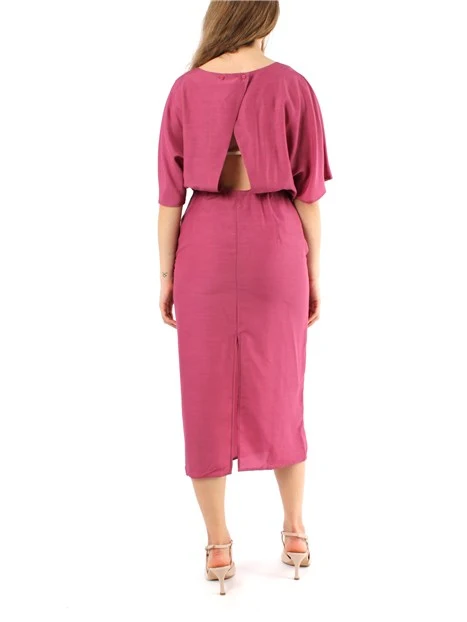 VESTITO MIDI IN MISTO SETA DONNA ROSA