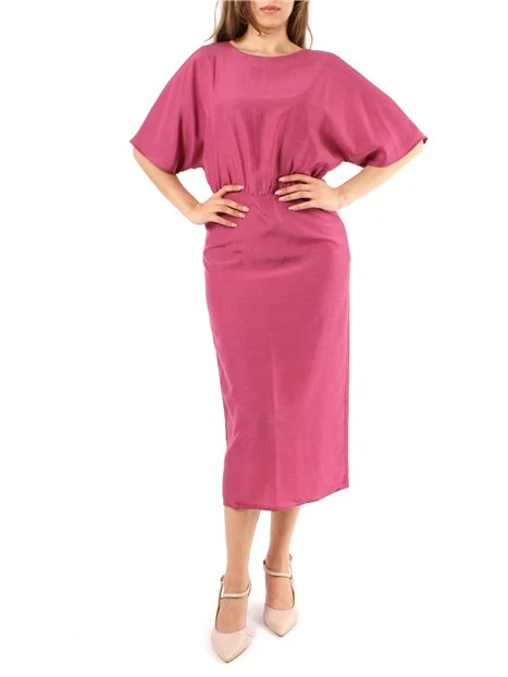 VESTITO MIDI IN MISTO SETA DONNA ROSA