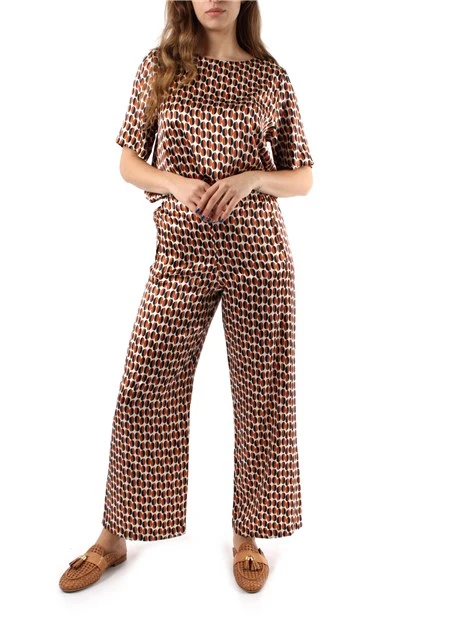 PANTALONI PALAZZO BOJAN A FANTASIA DONNA MARRONE