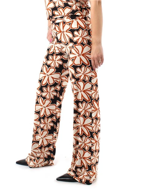 PANTALONI PALAZZO A FANTASIA GEOMETRICA DONNA GRIGIO