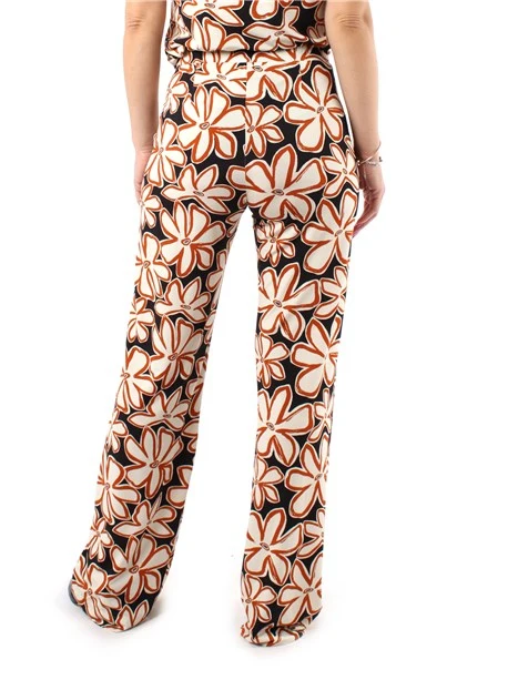 PANTALONI PALAZZO A FANTASIA GEOMETRICA DONNA GRIGIO