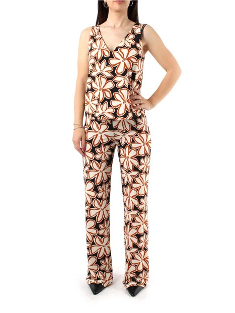 PANTALONI PALAZZO A FANTASIA GEOMETRICA DONNA GRIGIO