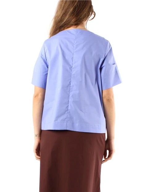 BLUSA A MANICHE CORTE DONNA AZZURRO