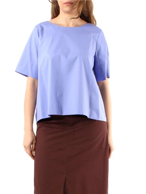 BLUSA A MANICHE CORTE DONNA AZZURRO