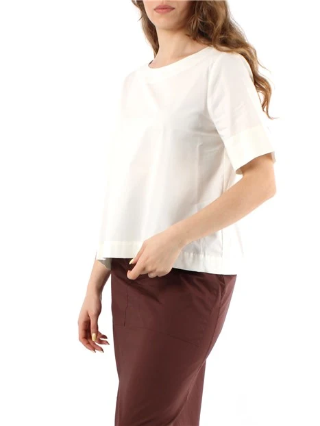 BLUSA A MANICHE CORTE IN COTONE DONNA BIANCO
