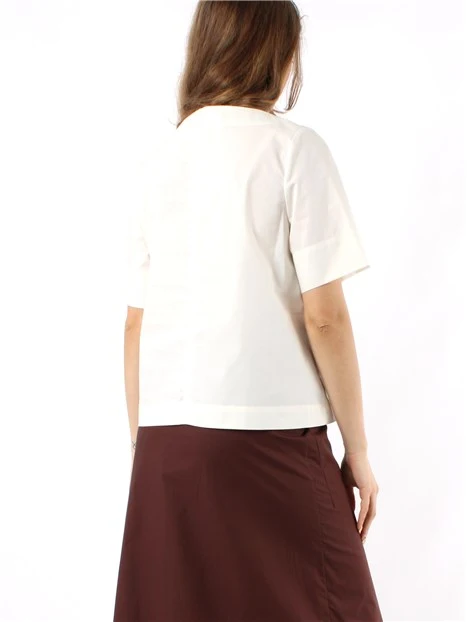BLUSA A MANICHE CORTE IN COTONE DONNA BIANCO