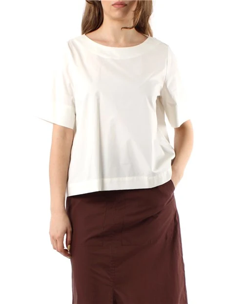 BLUSA A MANICHE CORTE IN COTONE DONNA BIANCO