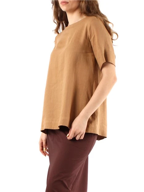 BLUSA IN PURO LINO DONNA BEIGE