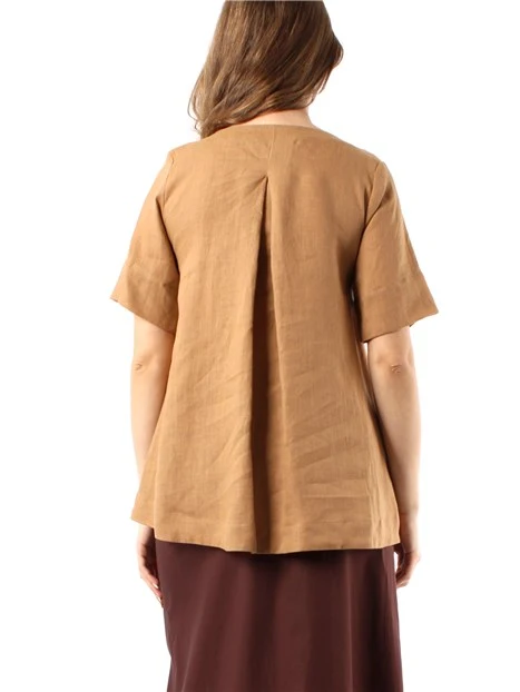 BLUSA IN PURO LINO DONNA BEIGE