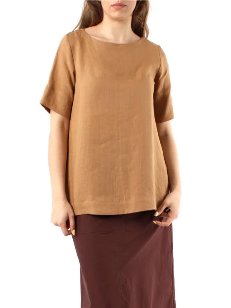 BLUSA IN PURO LINO DONNA BEIGE