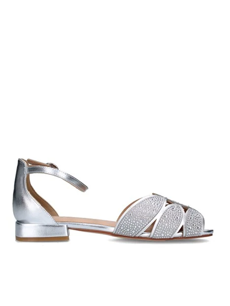 SANDALI TACCO BASSO V2550403 DONNA ARGENTO
