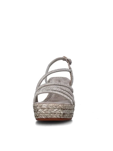 SANDALI CON ZEPPA V2551274 DONNA BEIGE SCURO