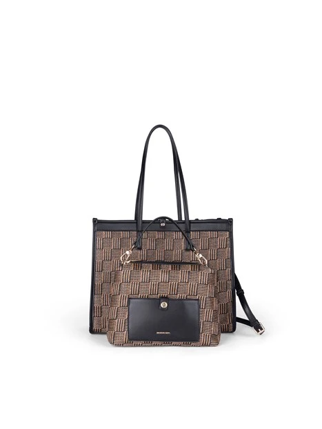 BORSA A SPALLA BENF08556WE DONNA BEIGE NERO