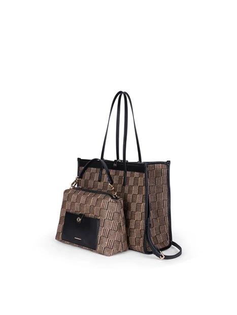 BORSA A SPALLA BENF08556WE DONNA BEIGE NERO