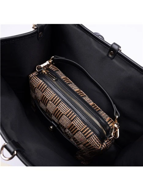 BORSA A SPALLA BENF08556WE DONNA BEIGE NERO