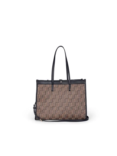 BORSA A SPALLA BENF08556WE DONNA BEIGE NERO