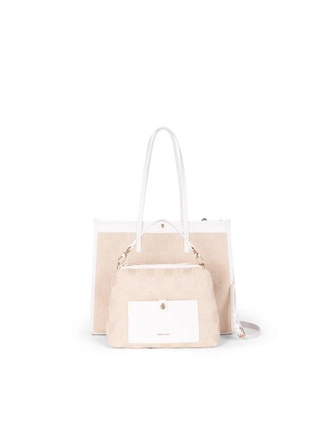 BORSA A SPALLA BENF08556WE DONNA BEIGE BIANCO