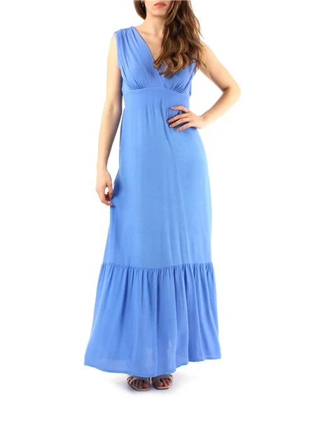 VESTITO LUNGO IN CREPONNE DI VISOSA DONNA BLU