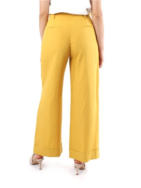 PANTALONI PALAZZO IN LINO CON PINCES DONNA GIALLO