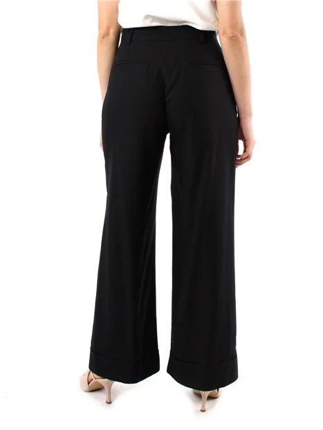 PANTALONI PALAZZO IN LINO CON PINCES DONNA NERO