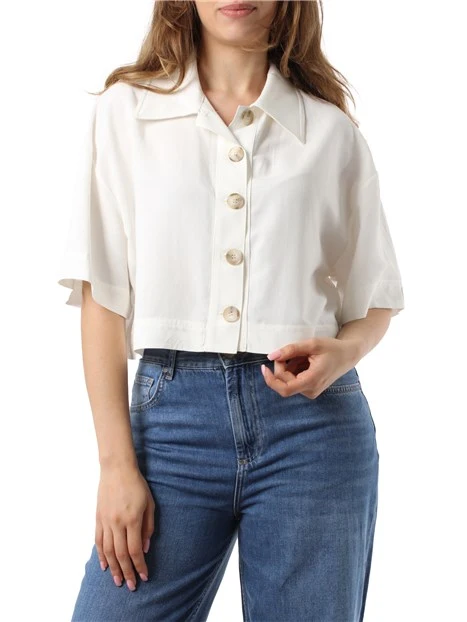 GIACCA CORTA IN LINO DONNA BIANCO