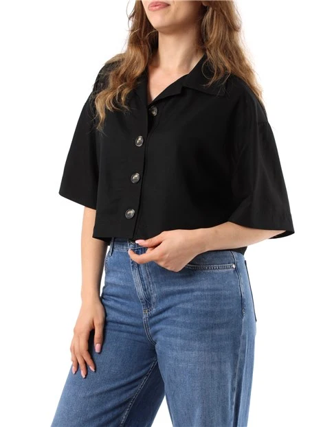 GIACCA CORTA IN LINO DONNA NERO