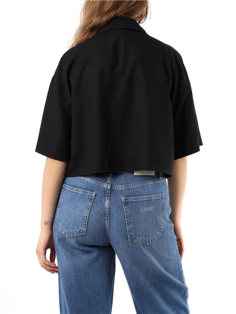 GIACCA CORTA IN LINO DONNA NERO