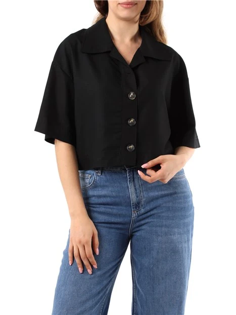GIACCA CORTA IN LINO DONNA NERO