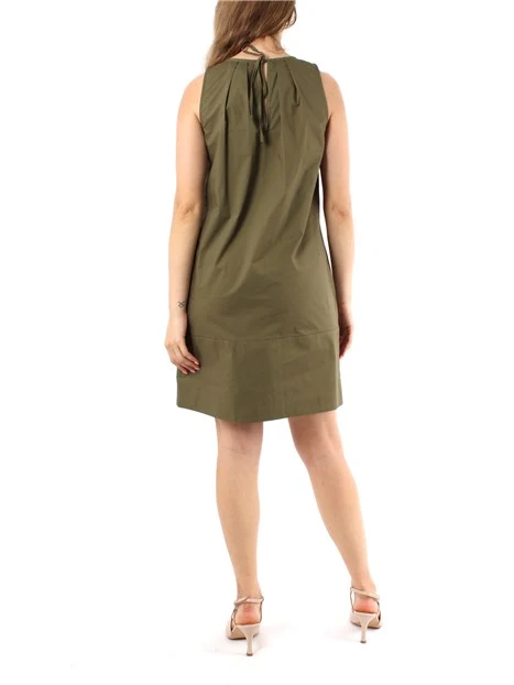 VESTITO CORTO IN POPELINE DONNA VERDE