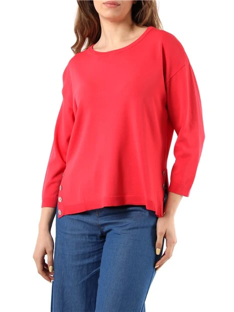 MAGLIA GIROCOLLO CON MANICHE A TRE QUARTI DONNA ROSSO