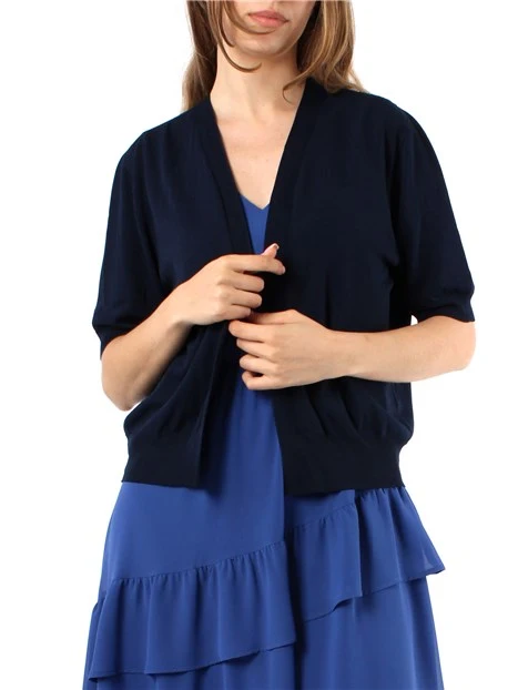 CARDIGAN IN MAGLIA A MANICHE CORTE DONNA BLU