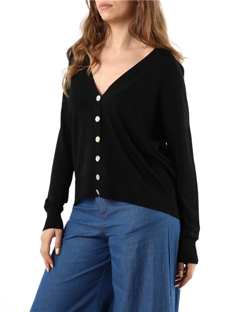 CARDIGAN IN MAGLIA CON BOTTONI DONNA NERO