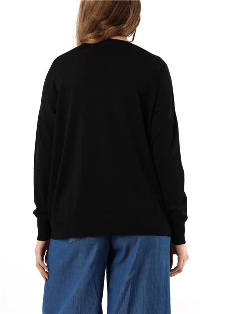 CARDIGAN IN MAGLIA CON BOTTONI DONNA NERO